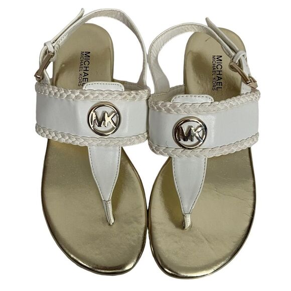 NWOT Michael Kors Gold & White Sandals - Picture 1 of 7